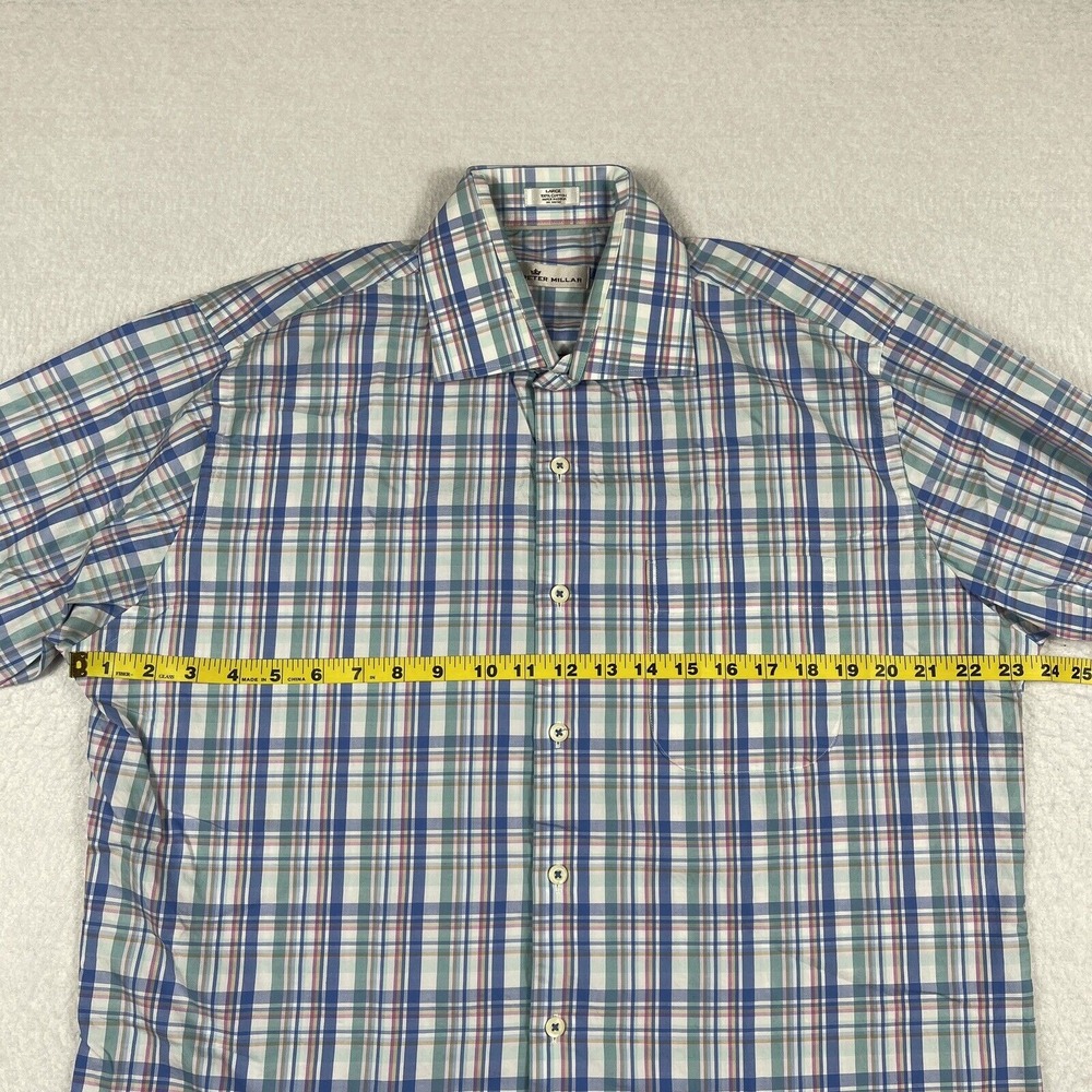 Peter Millar Shirt Mens Large Plaid Multicolor Pastel Party Office Casual Preppy - Picture 5 of 13